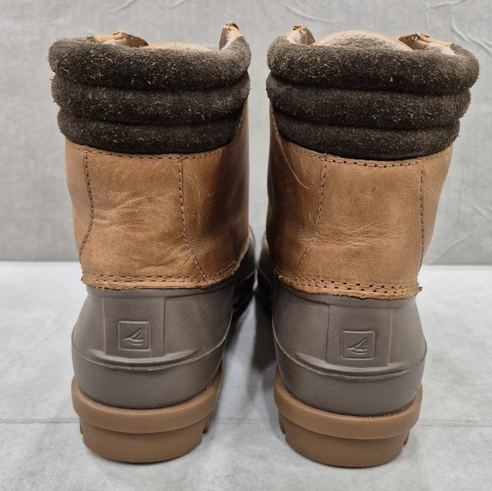 Sperry Top Sider duck boots men's 8 taupe brown leather shaft waterproof